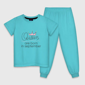 Детская пижама хлопок с принтом Королевы рождаются в сентябре в Курске, 100% хлопок |  брюки и футболка прямого кроя, без карманов, на брюках мягкая резинка на поясе и по низу штанин
 | queen september