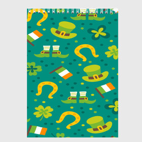Скетчбук с принтом День святого Патрика в Курске, 100% бумага
 | 48 листов, плотность листов — 100 г/м2, плотность картонной обложки — 250 г/м2. Листы скреплены сверху удобной пружинной спиралью | зеленая | ирландия