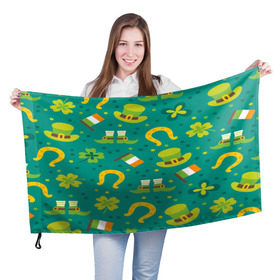 Флаг 3D с принтом День святого Патрика в Курске, 100% полиэстер | плотность ткани — 95 г/м2, размер — 67 х 109 см. Принт наносится с одной стороны | зеленая | ирландия