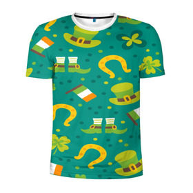 Мужская футболка 3D спортивная с принтом День святого Патрика в Курске, 100% полиэстер с улучшенными характеристиками | приталенный силуэт, круглая горловина, широкие плечи, сужается к линии бедра | зеленая | ирландия