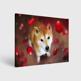 Холст прямоугольный с принтом Love в Курске, 100% ПВХ |  | Тематика изображения на принте: dog | ину | пес | сиба | сиба ину | собака