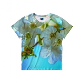 Детская футболка 3D с принтом Цветочки на дереве в Курске, 100% гипоаллергенный полиэфир | прямой крой, круглый вырез горловины, длина до линии бедер, чуть спущенное плечо, ткань немного тянется | 3d | flower | весна | другие | красивые цветы | лето | поле | полевой цветок | прикольные | природа | текстуры | цветочки | цветы