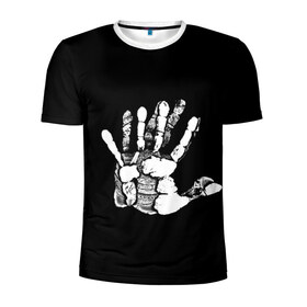 Мужская футболка 3D спортивная с принтом Hand в Курске, 100% полиэстер с улучшенными характеристиками | приталенный силуэт, круглая горловина, широкие плечи, сужается к линии бедра | 3d | arm | bunch of fives | claw | fin | fist | flipper | hand | mitt | paw | власть | кисть руки | ладонь | партия | почерк | рука | сторона | стрелка