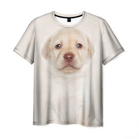 Мужская футболка 3D с принтом Лабрадор в Курске, 100% полиэфир | прямой крой, круглый вырез горловины, длина до линии бедер | dog | labrador | puppy | порода | собака | собачка | щенок