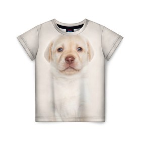 Детская футболка 3D с принтом Лабрадор в Курске, 100% гипоаллергенный полиэфир | прямой крой, круглый вырез горловины, длина до линии бедер, чуть спущенное плечо, ткань немного тянется | dog | labrador | puppy | порода | собака | собачка | щенок