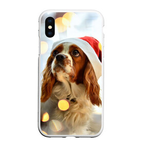 Чехол для iPhone XS Max матовый с принтом Рождество в Курске, Силикон | Область печати: задняя сторона чехла, без боковых панелей | dog | кавалер кинг чарльз спаниель | новый год | пес | рождество | собака