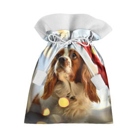 Подарочный 3D мешок с принтом Рождество в Курске, 100% полиэстер | Размер: 29*39 см | Тематика изображения на принте: dog | кавалер кинг чарльз спаниель | новый год | пес | рождество | собака