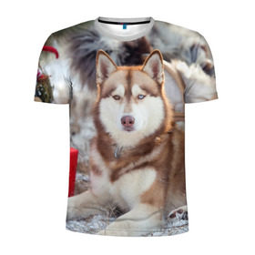 Мужская футболка 3D спортивная с принтом Хаски в Курске, 100% полиэстер с улучшенными характеристиками | приталенный силуэт, круглая горловина, широкие плечи, сужается к линии бедра | dog | лабрадор | мопс | пес | собака | такса | хаски | щеночек