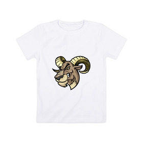 Детская футболка хлопок с принтом Овен в Курске, 100% хлопок | круглый вырез горловины, полуприлегающий силуэт, длина до линии бедер | баран | босс | животное | монстр | овен
