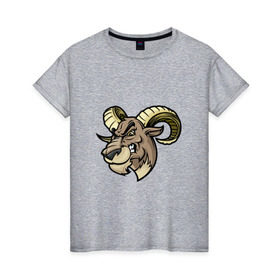 Женская футболка хлопок с принтом Овен в Курске, 100% хлопок | прямой крой, круглый вырез горловины, длина до линии бедер, слегка спущенное плечо | баран | босс | животное | монстр | овен