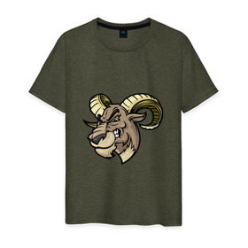 Мужская футболка хлопок с принтом Овен в Курске, 100% хлопок | прямой крой, круглый вырез горловины, длина до линии бедер, слегка спущенное плечо. | баран | босс | животное | монстр | овен