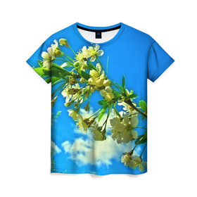 Женская футболка 3D с принтом Вишня в Курске, 100% полиэфир ( синтетическое хлопкоподобное полотно) | прямой крой, круглый вырез горловины, длина до линии бедер | 3d | весна | другие | красивые цветы | лето | поле | полевой цветок | прикольные | природа | текстуры | цветочки | цветы