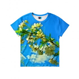 Детская футболка 3D с принтом Вишня в Курске, 100% гипоаллергенный полиэфир | прямой крой, круглый вырез горловины, длина до линии бедер, чуть спущенное плечо, ткань немного тянется | 3d | весна | другие | красивые цветы | лето | поле | полевой цветок | прикольные | природа | текстуры | цветочки | цветы