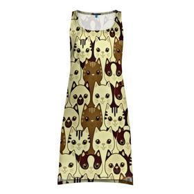 Платье-майка 3D с принтом Коты бомбинг в Курске, 100% полиэстер | полуприлегающий силуэт, широкие бретели, круглый вырез горловины, удлиненный подол сзади. | 3d | животные | коты | котэ | котята | милые животные | прикольные | цветные | яркие