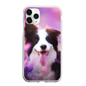 Чехол для iPhone 11 Pro матовый с принтом Happy в Курске, Силикон |  | Тематика изображения на принте: dog | бордер колли | пес | собака