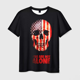 Мужская футболка 3D с принтом Ты не одинок! в Курске, 100% полиэфир | прямой крой, круглый вырез горловины, длина до линии бедер | 3d | америка | арт | краска | прикольные | сша | ты не одинок | череп