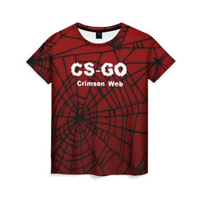 Женская футболка 3D с принтом CS:GO Crimson Web в Курске, 100% полиэфир ( синтетическое хлопкоподобное полотно) | прямой крой, круглый вырез горловины, длина до линии бедер | 3d | awp | counter strike | crimson web | game | skin | авп | игры | линии | прикольные | скин | текстуры