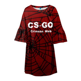 Детское платье 3D с принтом CS:GO Crimson Web в Курске, 100% полиэстер | прямой силуэт, чуть расширенный к низу. Круглая горловина, на рукавах — воланы | 3d | awp | counter strike | crimson web | game | skin | авп | игры | линии | прикольные | скин | текстуры
