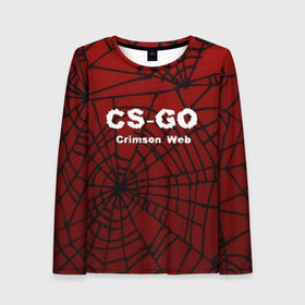 Женский лонгслив 3D с принтом CS:GO Crimson Web в Курске, 100% полиэстер | длинные рукава, круглый вырез горловины, полуприлегающий силуэт | 3d | awp | counter strike | crimson web | game | skin | авп | игры | линии | прикольные | скин | текстуры