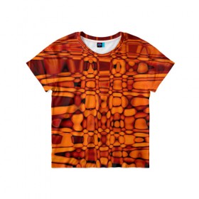 Детская футболка 3D с принтом Апельсиновая абстракция в Курске, 100% гипоаллергенный полиэфир | прямой крой, круглый вырез горловины, длина до линии бедер, чуть спущенное плечо, ткань немного тянется | 