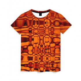 Женская футболка 3D с принтом Апельсиновая абстракция в Курске, 100% полиэфир ( синтетическое хлопкоподобное полотно) | прямой крой, круглый вырез горловины, длина до линии бедер | 