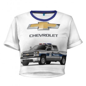 Женская футболка 3D укороченная с принтом Полиция США в Курске, 100% полиэстер | круглая горловина, длина футболки до линии талии, рукава с отворотами | Тематика изображения на принте: 