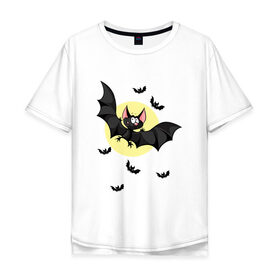 Мужская футболка хлопок Oversize с принтом Мышка в Курске, 100% хлопок | свободный крой, круглый ворот, “спинка” длиннее передней части | вампир | дракула | лето | луна | монстр | мышка | мышь