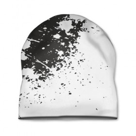 Шапка 3D с принтом Чёрное-белое в Курске, 100% полиэстер | универсальный размер, печать по всей поверхности изделия | гранж | краска | пятна