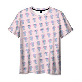 Мужская футболка 3D с принтом Слоники в Курске, 100% полиэфир | прямой крой, круглый вырез горловины, длина до линии бедер | animal | elephant | животные | слон