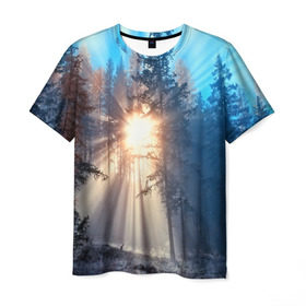 Мужская футболка 3D с принтом Woodland в Курске, 100% полиэфир | прямой крой, круглый вырез горловины, длина до линии бедер | деревья | лес | пейзаж