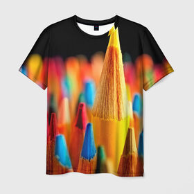 Мужская футболка 3D с принтом Настроение в Курске, 100% полиэфир | прямой крой, круглый вырез горловины, длина до линии бедер | Тематика изображения на принте: 3d | карандаши | краска | краски | рисование | рисунок | текстура | цвета
