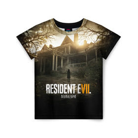 Детская футболка 3D с принтом Resident Evil в Курске, 100% гипоаллергенный полиэфир | прямой крой, круглый вырез горловины, длина до линии бедер, чуть спущенное плечо, ткань немного тянется | horror | jovovich | milla | zombie | вирус | зло | зомби | йовович | милла | обитель | ужас