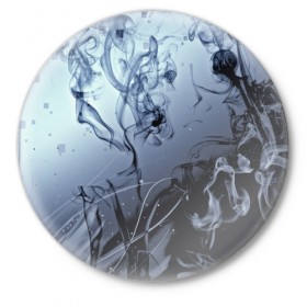 Значок с принтом Abstraction Smoke в Курске,  металл | круглая форма, металлическая застежка в виде булавки | дым | серый