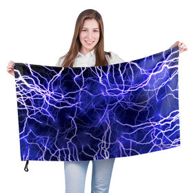 Флаг 3D с принтом Молнии в Курске, 100% полиэстер | плотность ткани — 95 г/м2, размер — 67 х 109 см. Принт наносится с одной стороны | ток | фиолетовый | электричество