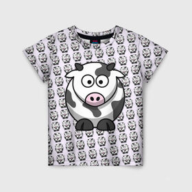 Детская футболка 3D с принтом Коровки в Курске, 100% гипоаллергенный полиэфир | прямой крой, круглый вырез горловины, длина до линии бедер, чуть спущенное плечо, ткань немного тянется | animals | cow | животные | корова