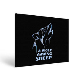 Холст прямоугольный с принтом Волк среди овец в Курске, 100% ПВХ |  | wolf among sheep | татуировка | хищник