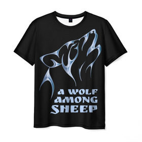 Мужская футболка 3D с принтом Волк среди овец в Курске, 100% полиэфир | прямой крой, круглый вырез горловины, длина до линии бедер | wolf among sheep | татуировка | хищник