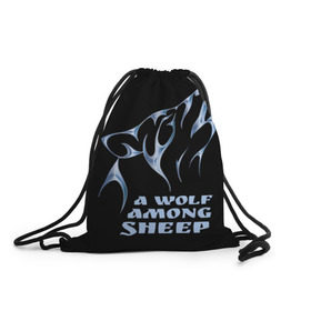 Рюкзак-мешок 3D с принтом Волк среди овец в Курске, 100% полиэстер | плотность ткани — 200 г/м2, размер — 35 х 45 см; лямки — толстые шнурки, застежка на шнуровке, без карманов и подкладки | wolf among sheep | татуировка | хищник