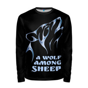 Мужской лонгслив 3D с принтом Волк среди овец в Курске, 100% полиэстер | длинные рукава, круглый вырез горловины, полуприлегающий силуэт | wolf among sheep | татуировка | хищник