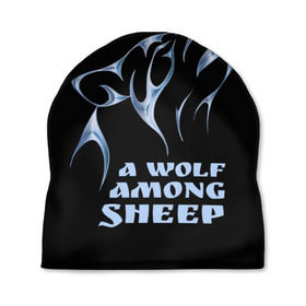 Шапка 3D с принтом Волк среди овец в Курске, 100% полиэстер | универсальный размер, печать по всей поверхности изделия | wolf among sheep | татуировка | хищник