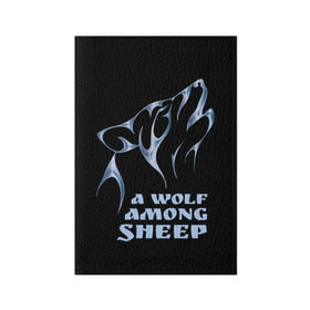 Обложка для паспорта матовая кожа с принтом Волк среди овец в Курске, натуральная матовая кожа | размер 19,3 х 13,7 см; прозрачные пластиковые крепления | wolf among sheep | татуировка | хищник