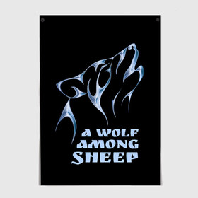Постер с принтом Волк среди овец в Курске, 100% бумага
 | бумага, плотность 150 мг. Матовая, но за счет высокого коэффициента гладкости имеет небольшой блеск и дает на свету блики, но в отличии от глянцевой бумаги не покрыта лаком | wolf among sheep | татуировка | хищник