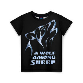Детская футболка 3D с принтом Волк среди овец в Курске, 100% гипоаллергенный полиэфир | прямой крой, круглый вырез горловины, длина до линии бедер, чуть спущенное плечо, ткань немного тянется | wolf among sheep | татуировка | хищник