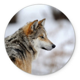 Коврик круглый с принтом Хозяин леса в Курске, резина и полиэстер | круглая форма, изображение наносится на всю лицевую часть | волк | серый