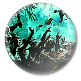 Значок с принтом Dead Island в Курске,  металл | круглая форма, металлическая застежка в виде булавки | зомби | мертвый остров