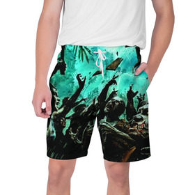 Мужские шорты 3D с принтом Dead Island в Курске,  полиэстер 100% | прямой крой, два кармана без застежек по бокам. Мягкая трикотажная резинка на поясе, внутри которой широкие завязки. Длина чуть выше колен | зомби | мертвый остров