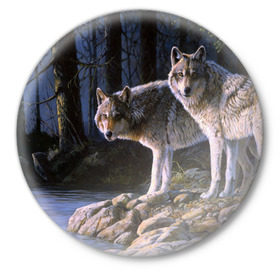 Значок с принтом Волки, картина маслом в Курске,  металл | круглая форма, металлическая застежка в виде булавки | аука | бирюк | волк | волчара | волчица | волчок | глаза | животное | животные | зверь | зеленые | койот | лес | млекопитающее | природа | санитар леса | серый | уши | фауна | хищник | черный | шакал