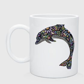 Кружка с принтом Дельфин в Курске, керамика | объем — 330 мл, диаметр — 80 мм. Принт наносится на бока кружки, можно сделать два разных изображения | дельфин | животное
