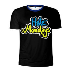 Мужская футболка 3D спортивная с принтом Ненавижу понедельники! в Курске, 100% полиэстер с улучшенными характеристиками | приталенный силуэт, круглая горловина, широкие плечи, сужается к линии бедра | Тематика изображения на принте: hate monday | светящиеся | флуоресцентный | флюр | флюровый