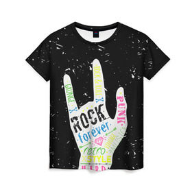 Женская футболка 3D с принтом Рок форева! в Курске, 100% полиэфир ( синтетическое хлопкоподобное полотно) | прямой крой, круглый вырез горловины, длина до линии бедер | rock | навсегда | светящиеся | флуоресцентный | флюр | флюровый